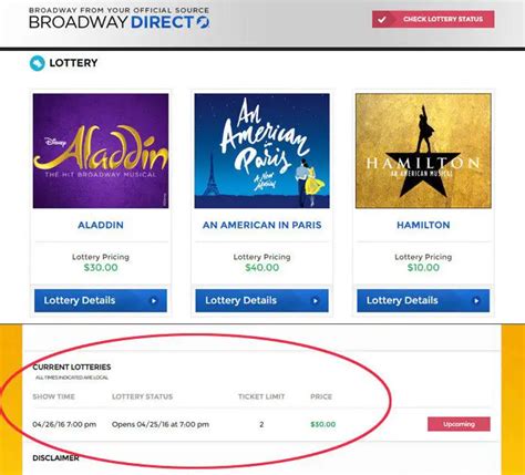 how does the broadway lottery work